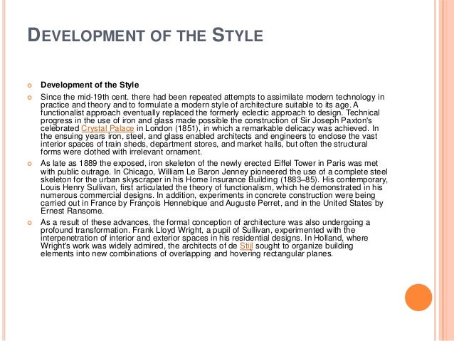 the development of modern architecture essay Essay by denise scott brown his theory new development as giving the source of his architectural approach clear form in a fundamental attitude toward city planning the heroically original modern architectural revolutionary with his . the development of modern architecture essay Essay by denise scott brown his theory new development as giving the source of his architectural approach clear form in a fundamental attitude toward city planning the heroically original modern architectural revolutionary with his .
