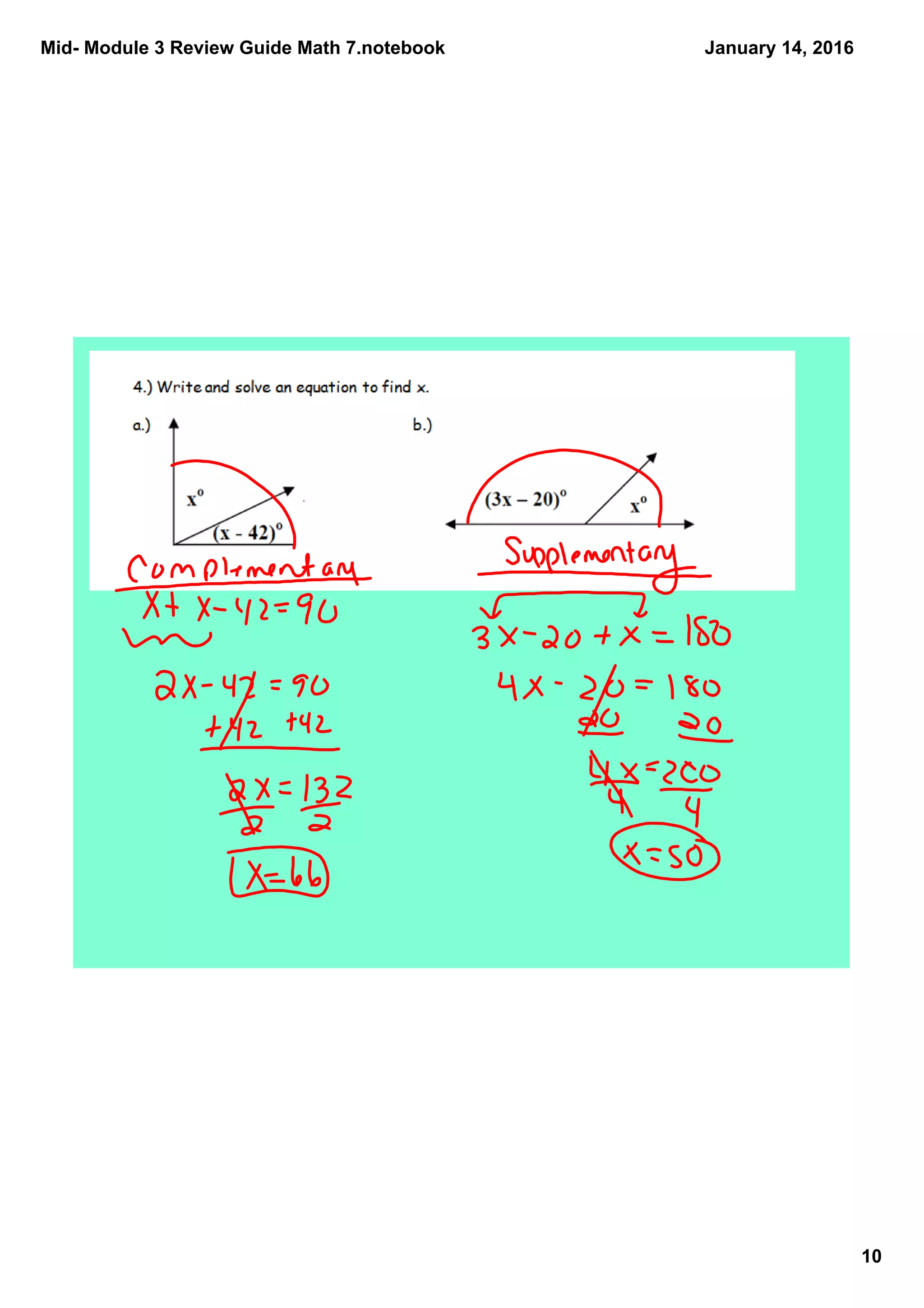 Mid­ Module 3 Review Guide Math 7.notebook
10
January 14, 2016
 