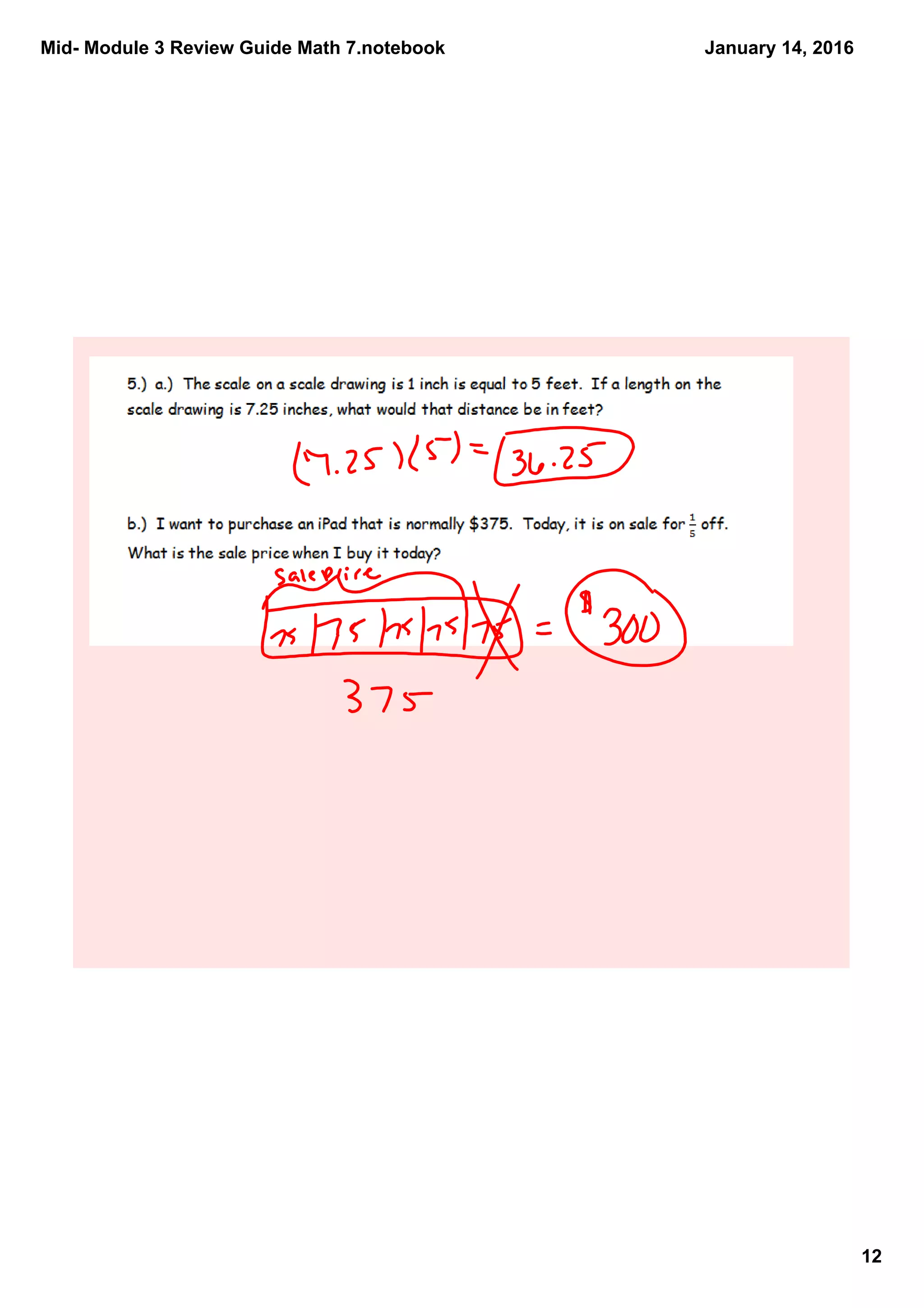 Mid­ Module 3 Review Guide Math 7.notebook
12
January 14, 2016
 