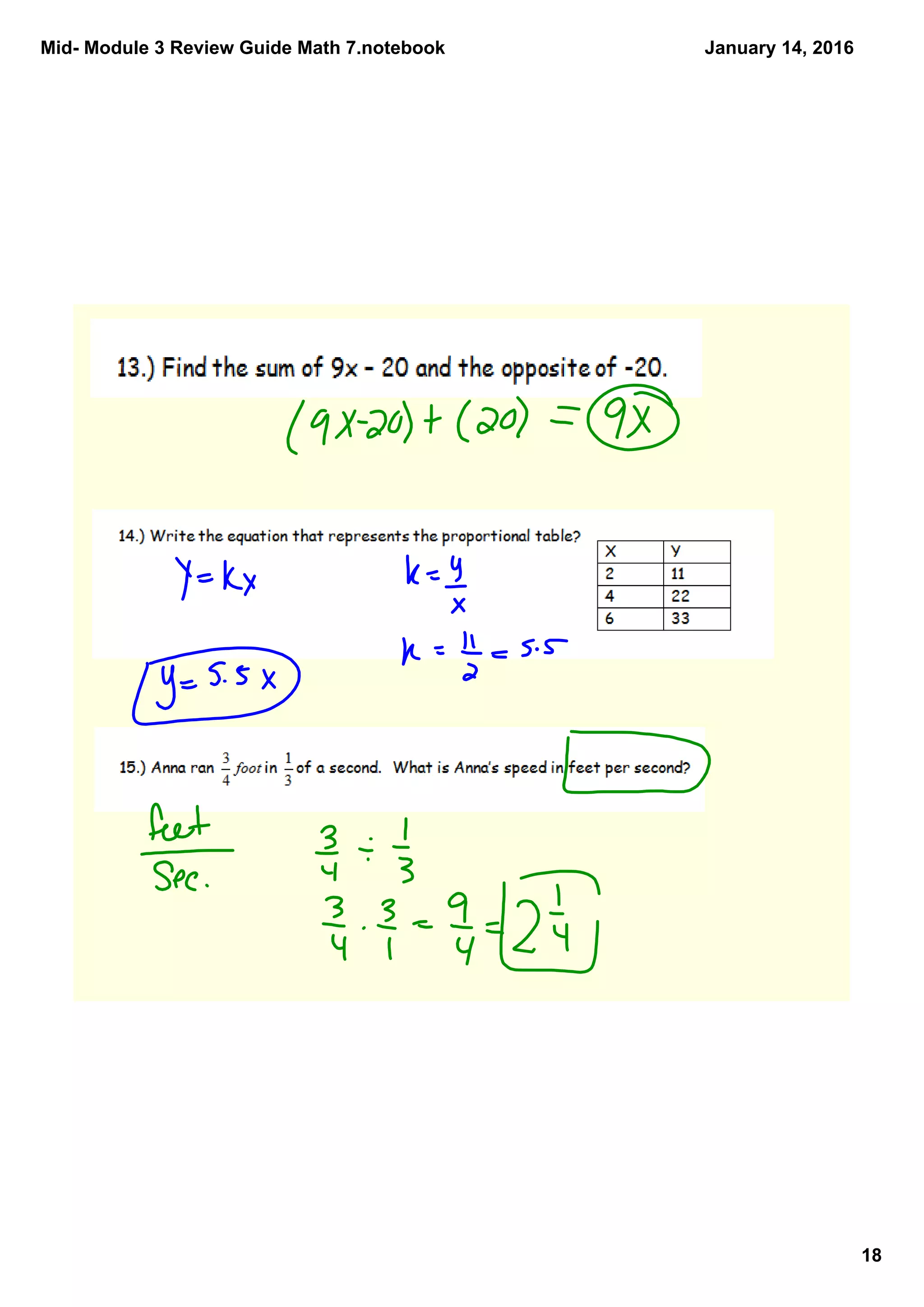 Mid­ Module 3 Review Guide Math 7.notebook
18
January 14, 2016
 