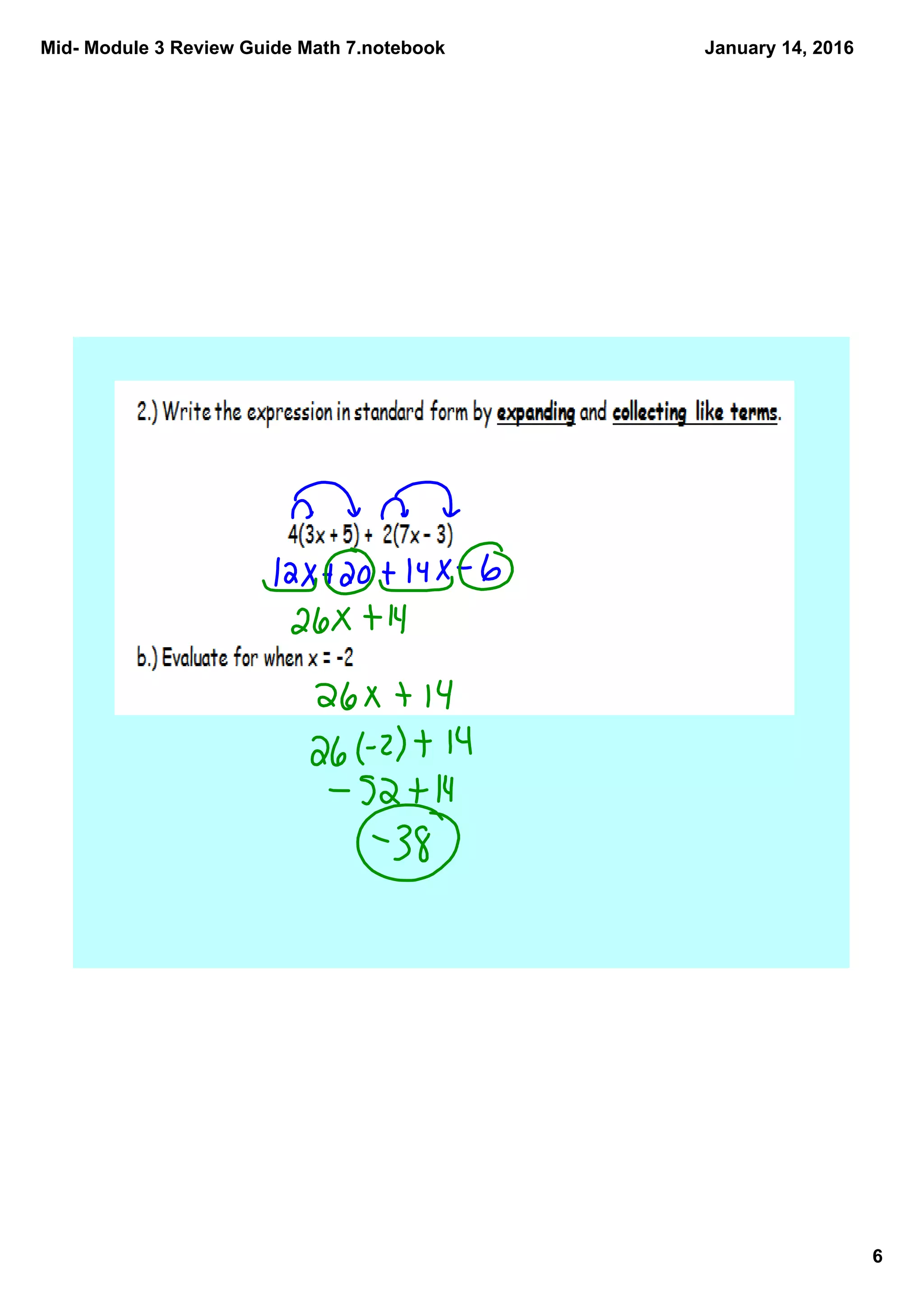 Mid­ Module 3 Review Guide Math 7.notebook
6
January 14, 2016
 
