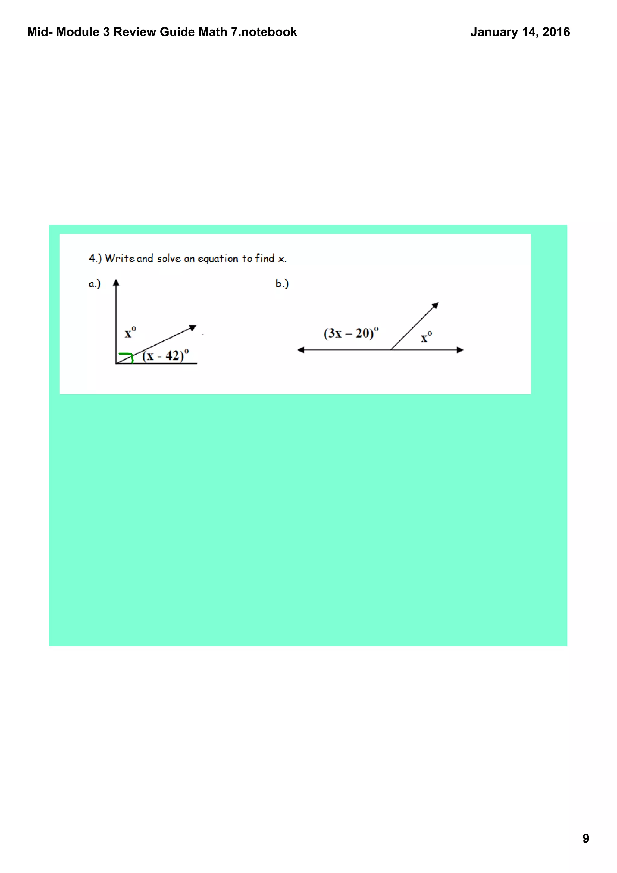 Mid­ Module 3 Review Guide Math 7.notebook
9
January 14, 2016
 