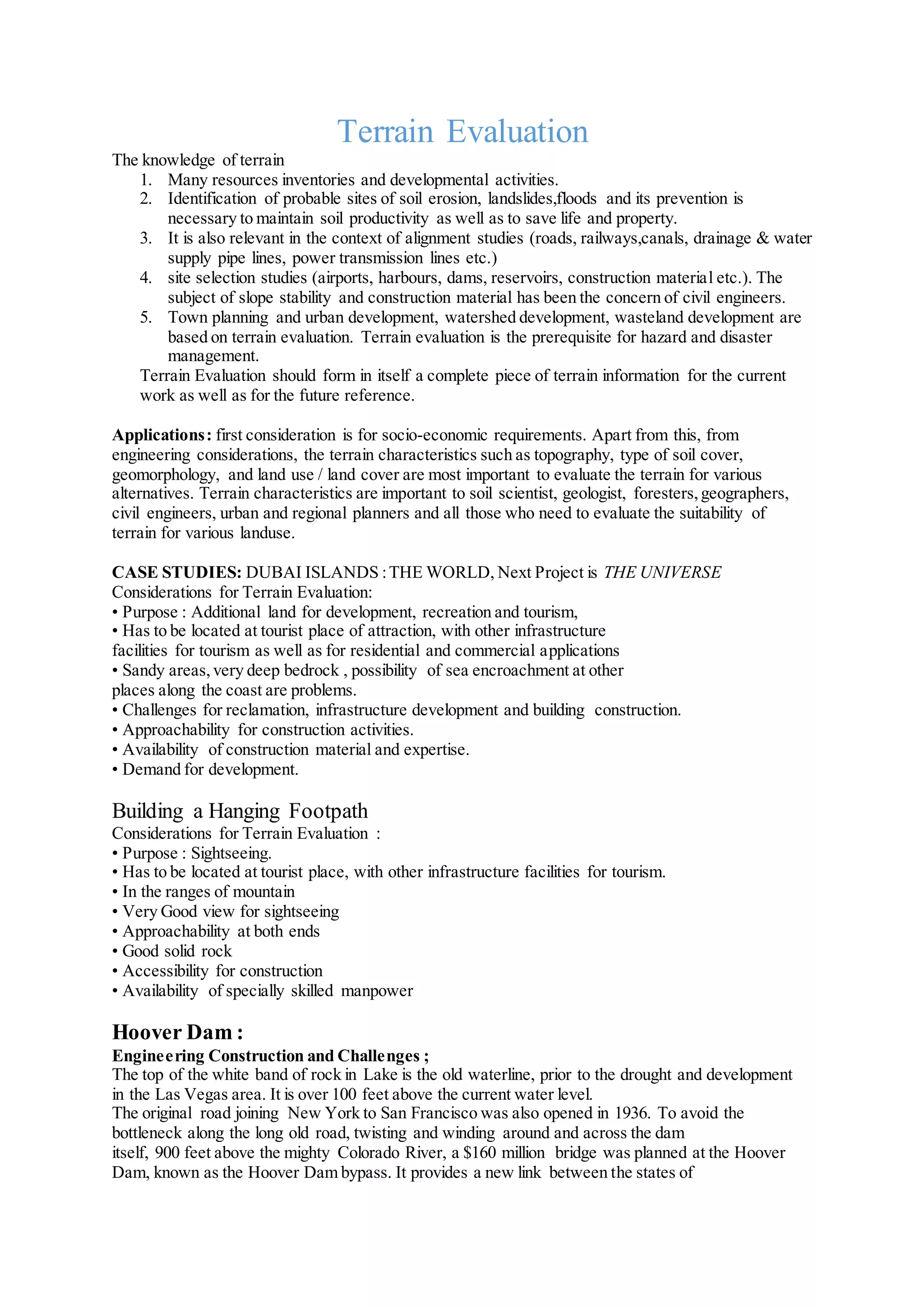 Terrain Evaluation with Landuse Planning | DOCX