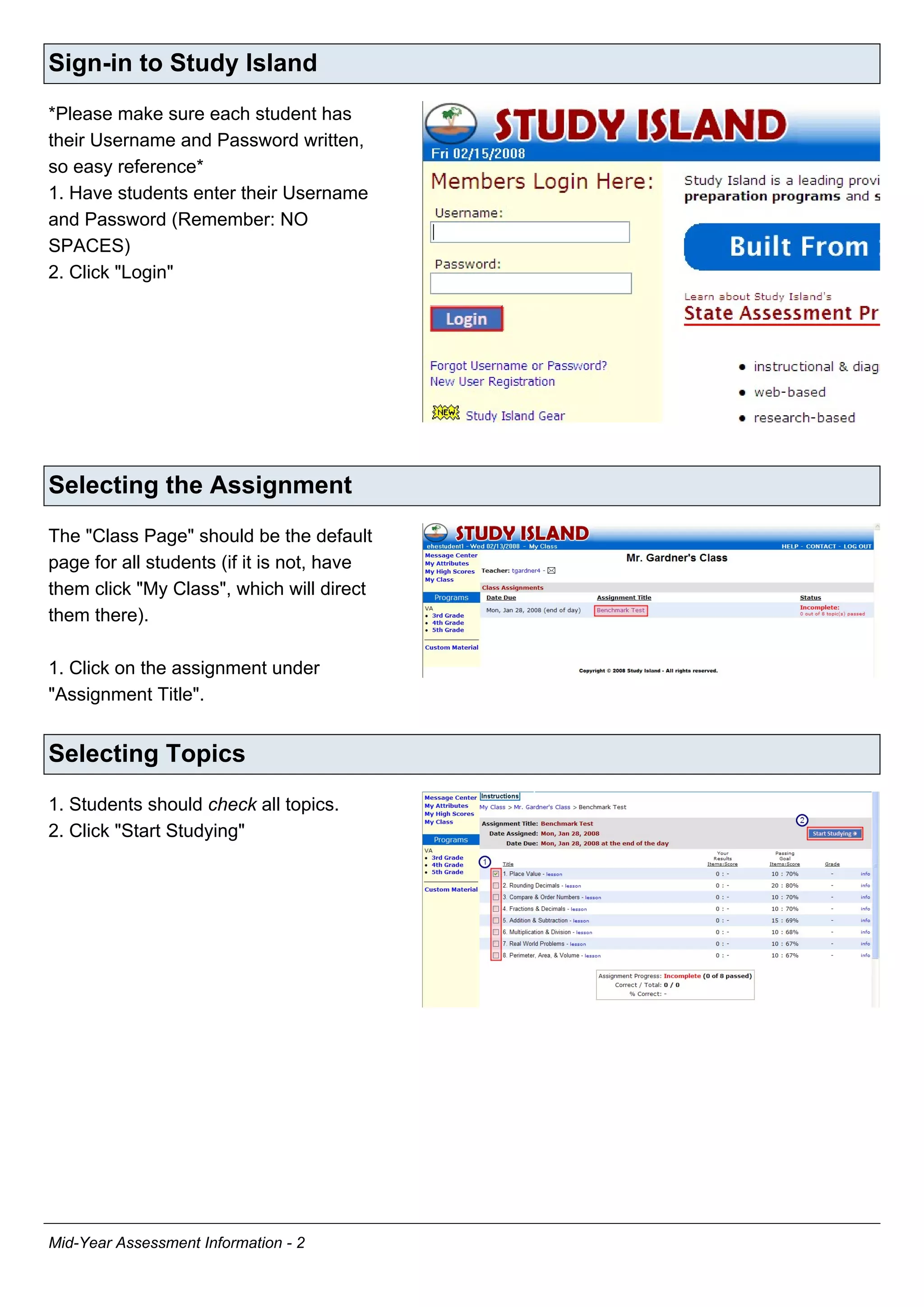 Mid Year Assessment Information