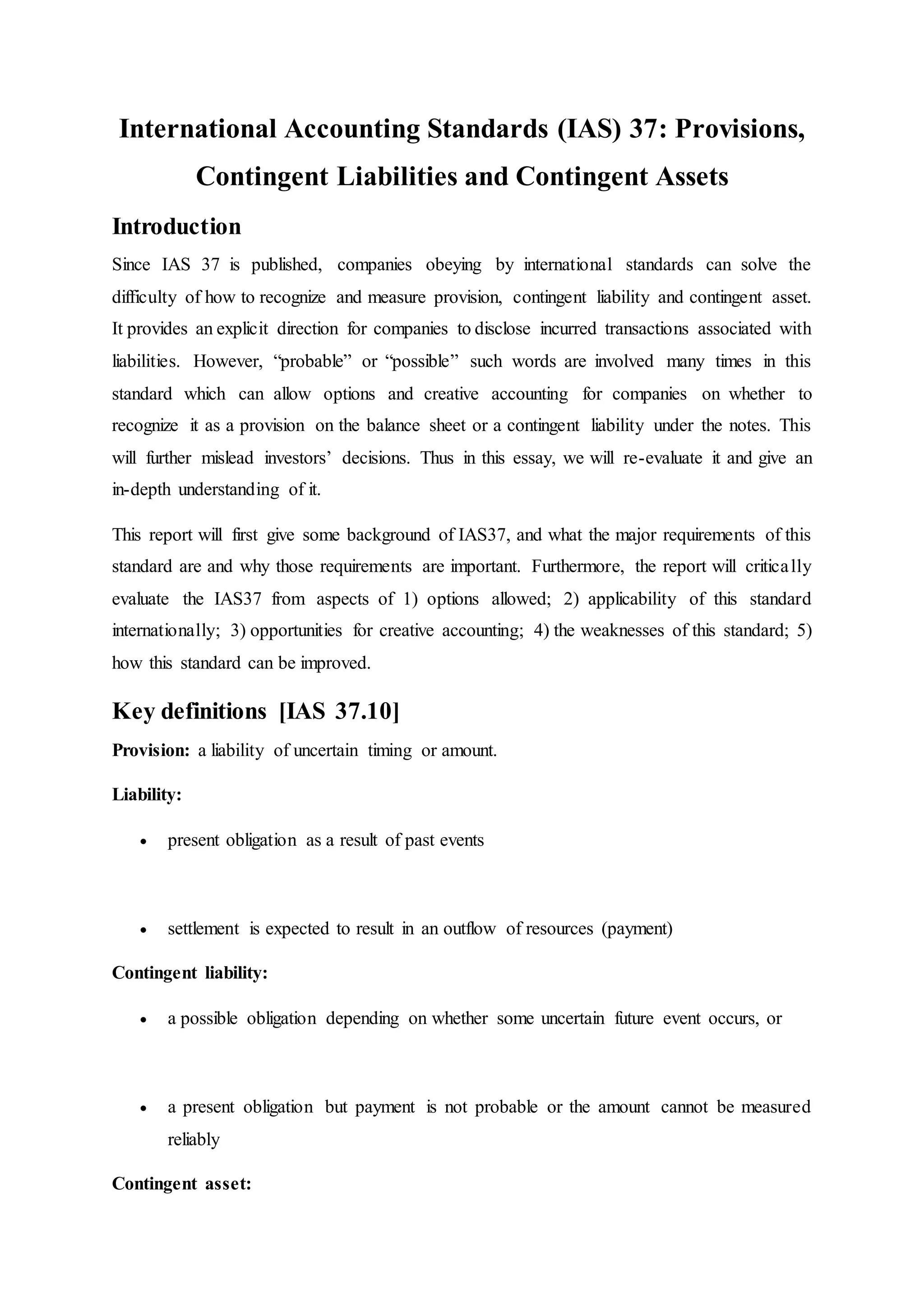 CHAPTER 1: IAS, IAS STANDARD, IAS ADAPTION, CONCEPTUAL FRAMEWORK AND CHAPTER 2: CURRENT LIABILITY, PROVISIONS