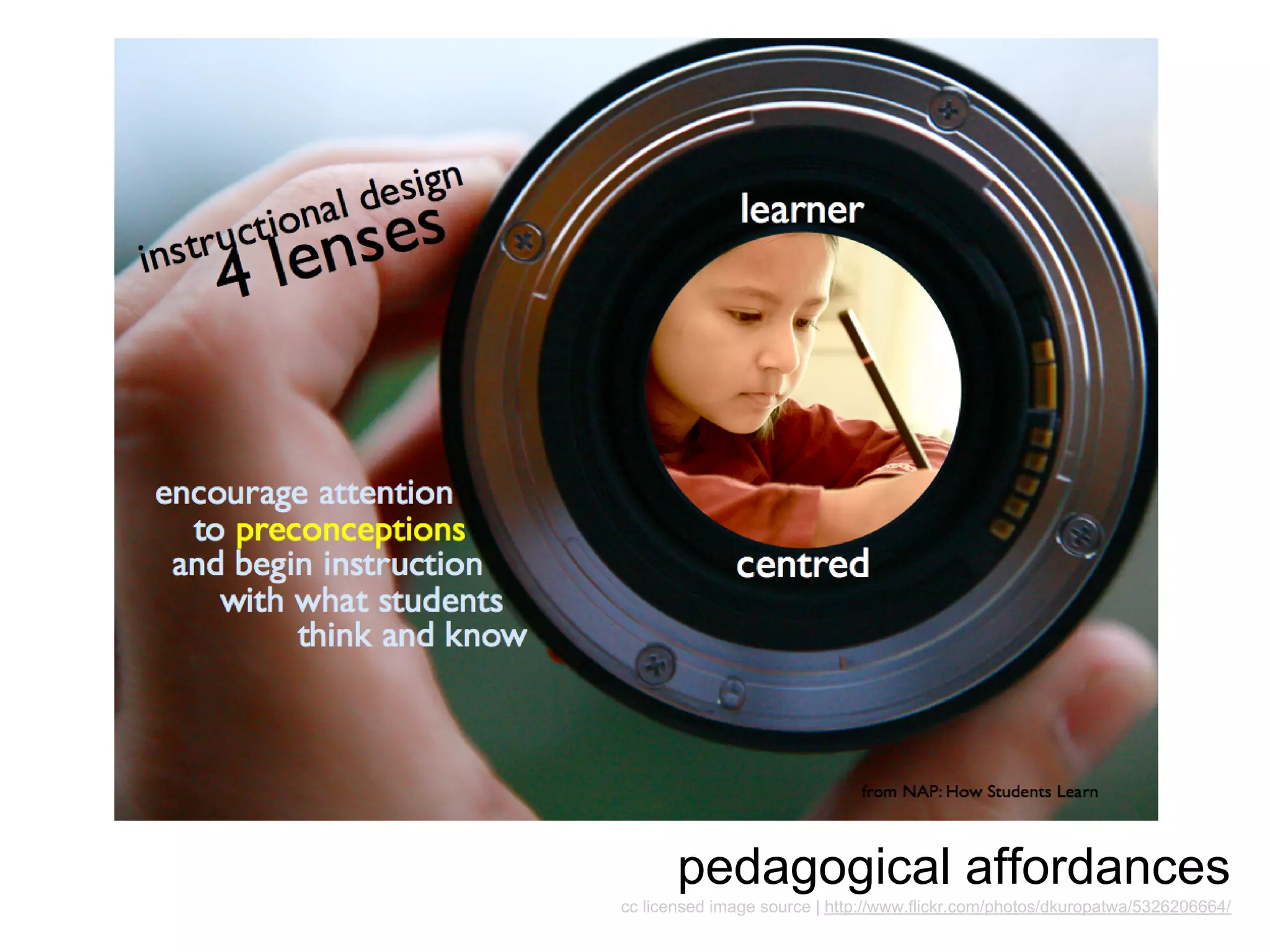 pedagogical affordances
cc licensed image source | http://www.flickr.com/photos/dkuropatwa/5326206664/
 