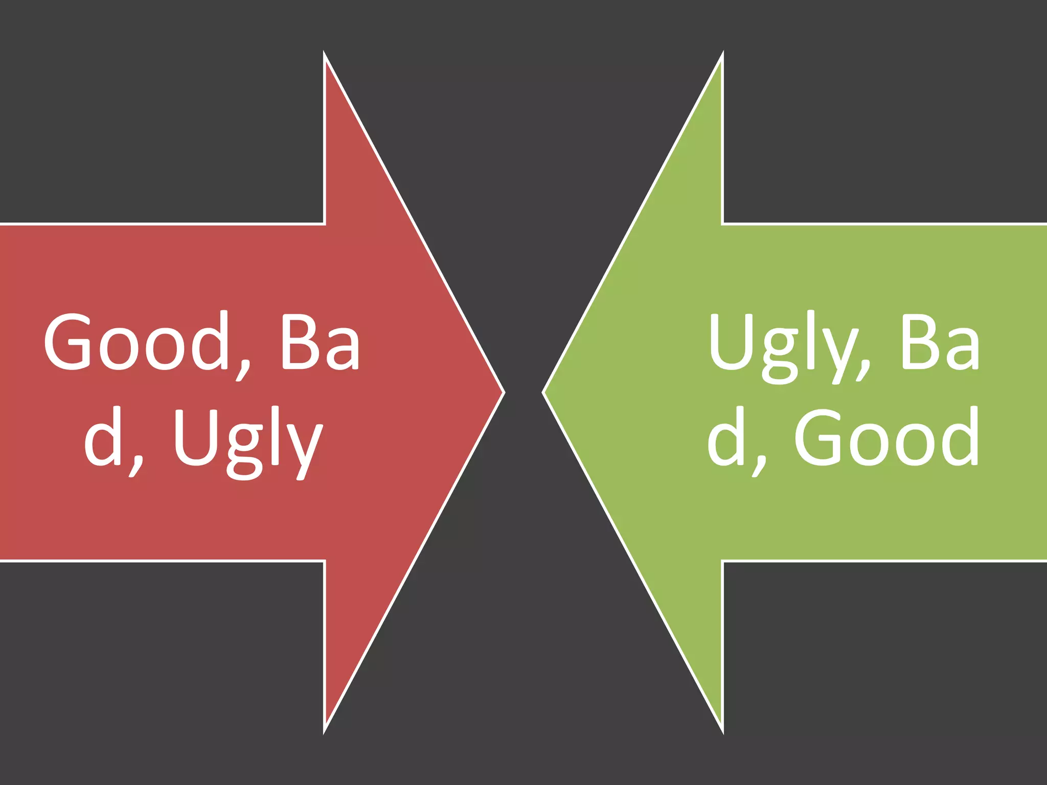 Good, Ba
d, Ugly

Ugly, Ba
d, Good

 