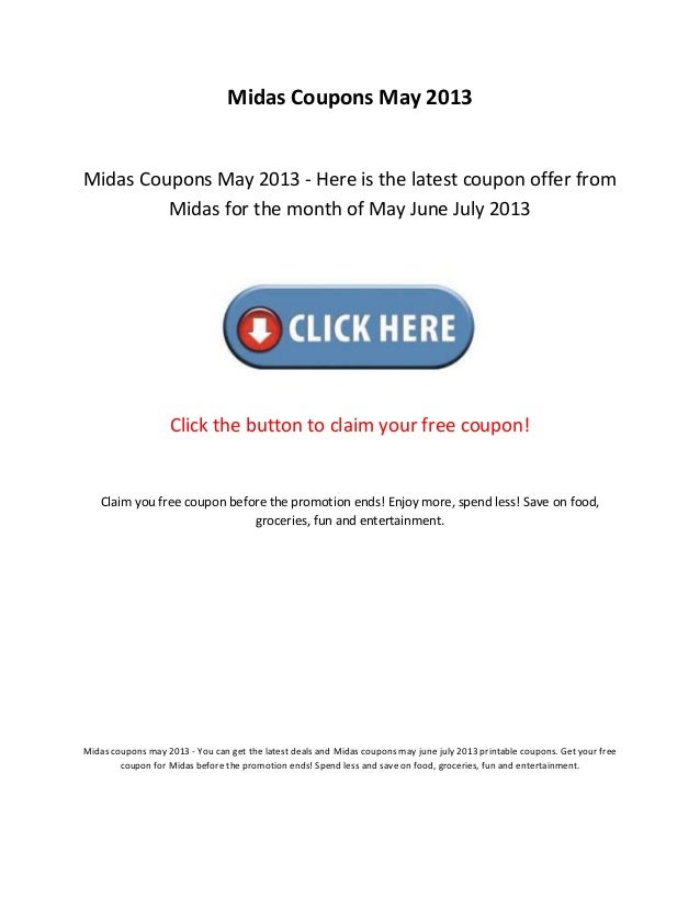 Midas coupons may 2013