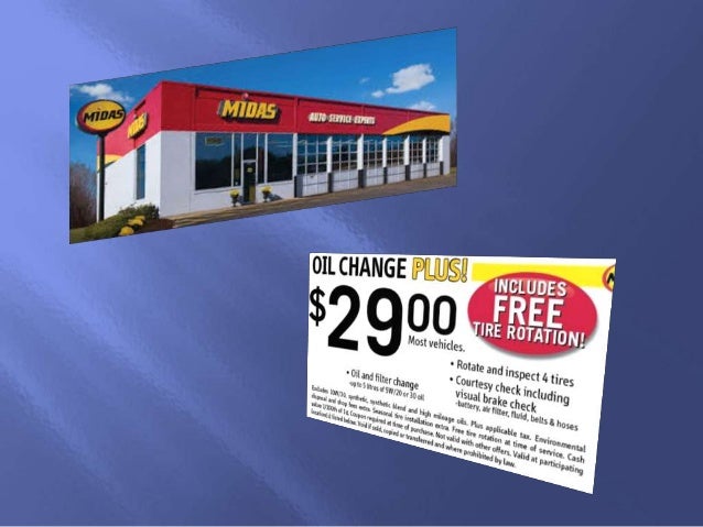 Midas oil change coupon