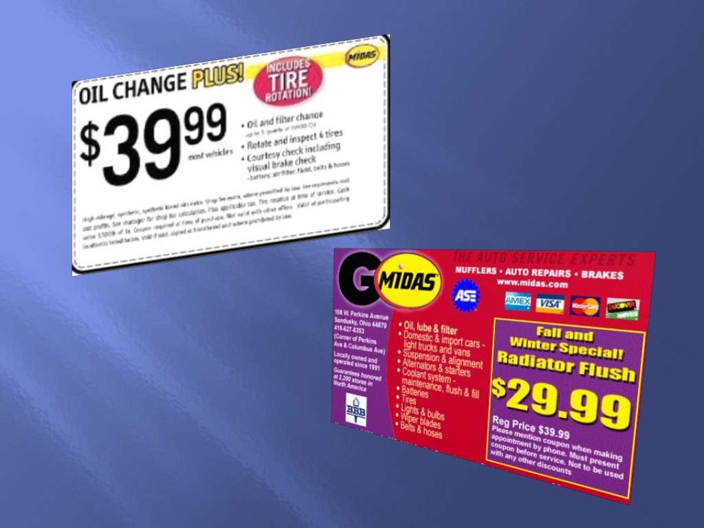 Midas oil change coupon