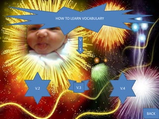 HOW TO LEARN VOCABULARY
V
.
1
V.2 V.4V.3
BACK
 