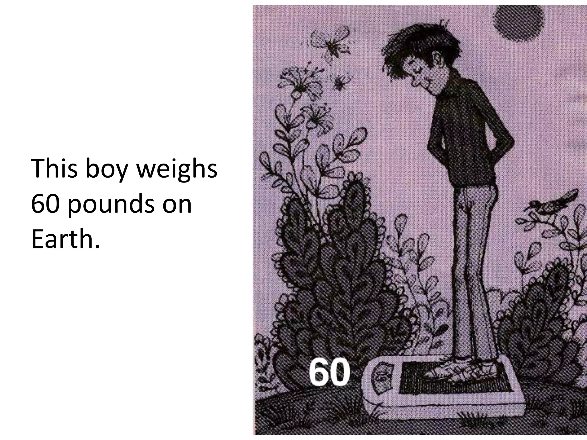 This boy weighs
60 pounds on
Earth.
 