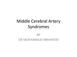 Middle Cerebral Artery
Syndromes
BY
DR MOHAMMUD IBRAHEEM
 