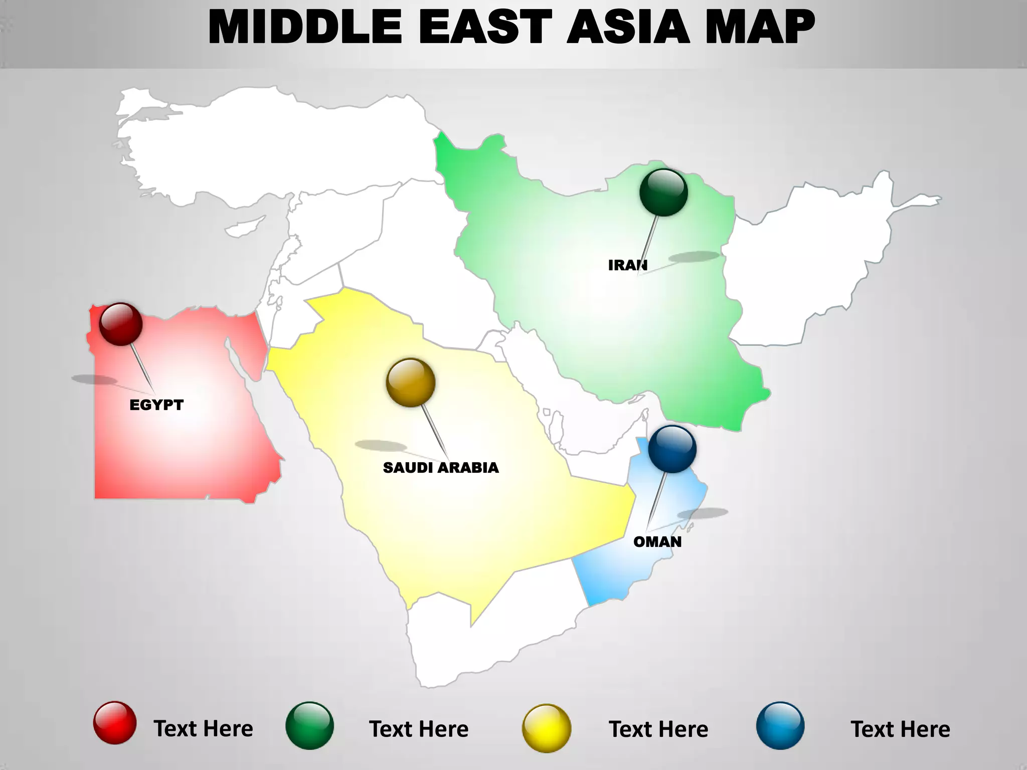 Middle east asia editable continent map with countries | PPTX