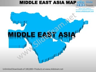 Middle east asia powerpoint editable continent map with countries ...