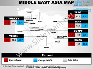Middle east asia powerpoint editable continent map with countries ...