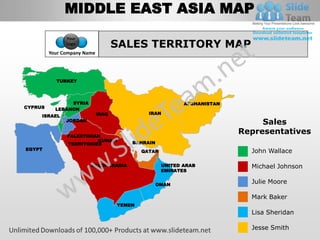 Middle east asia powerpoint editable continent map with countries ...