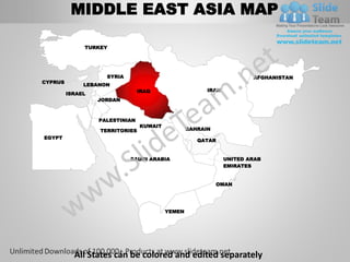Middle east asia powerpoint editable continent map with countries ...