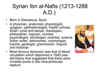 Syrian Ibn al-Nafis (1213-1288 A.D.)  ,[object Object],[object Object],[object Object]