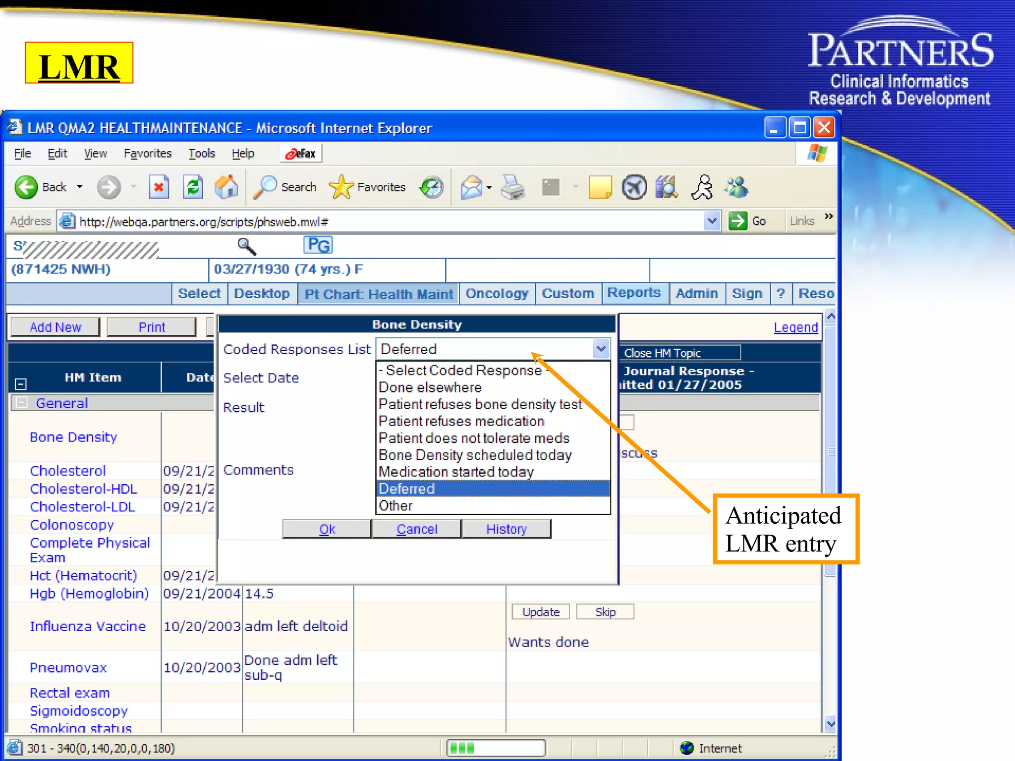 LMR Anticipated  LMR entry 