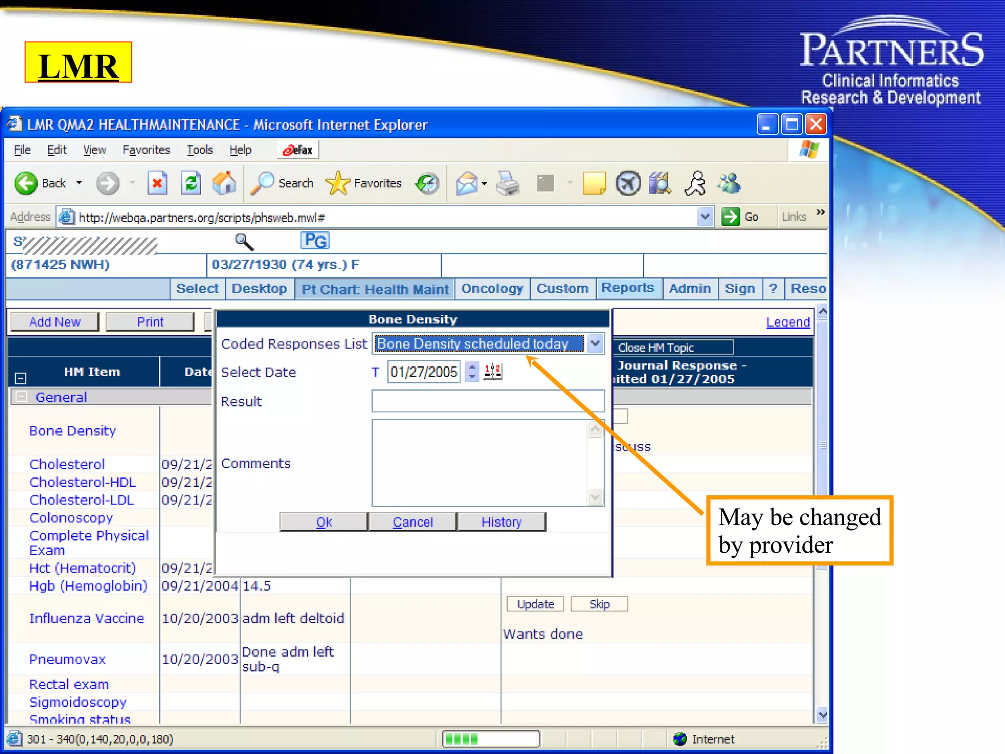 May be changed by provider LMR 