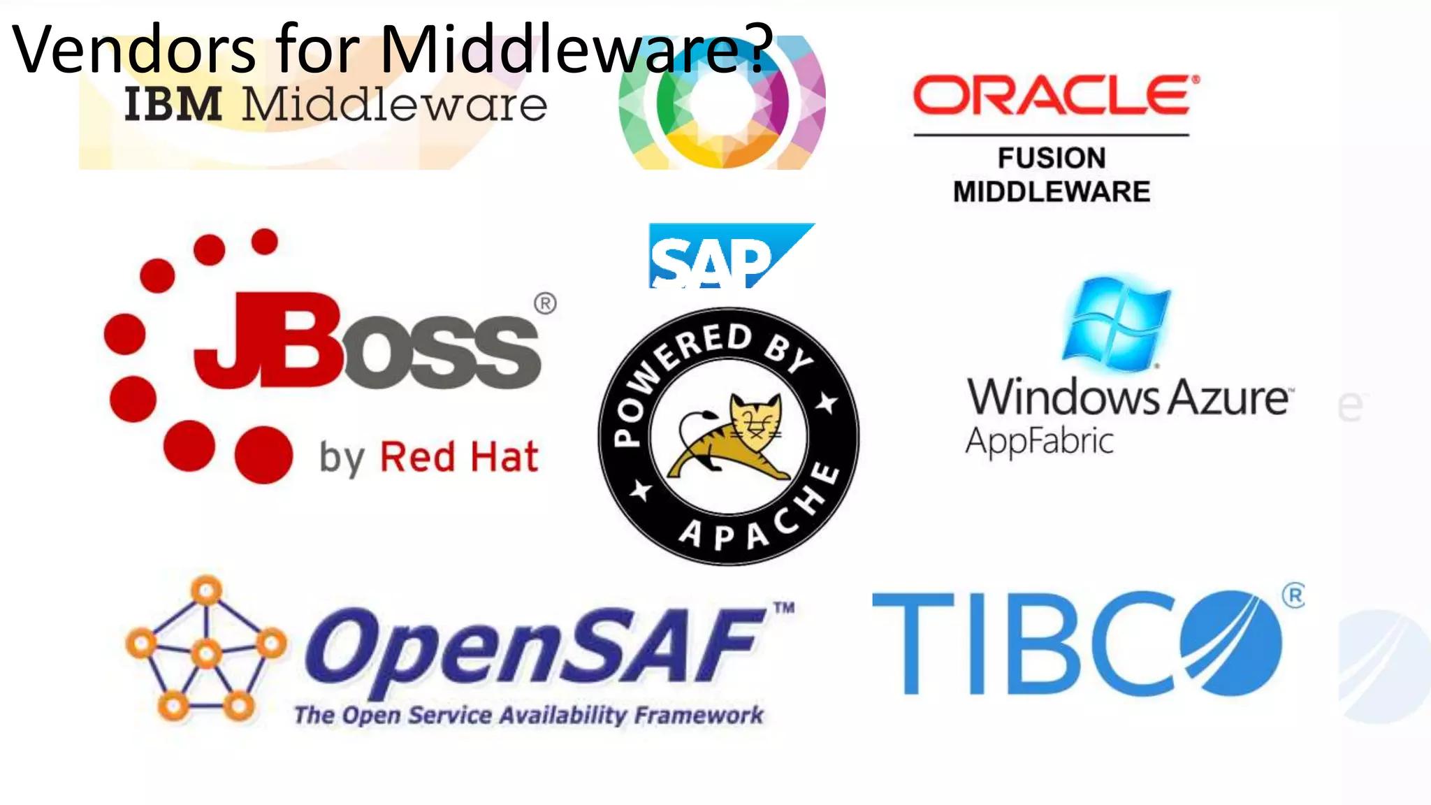 Vendors for Middleware?
 