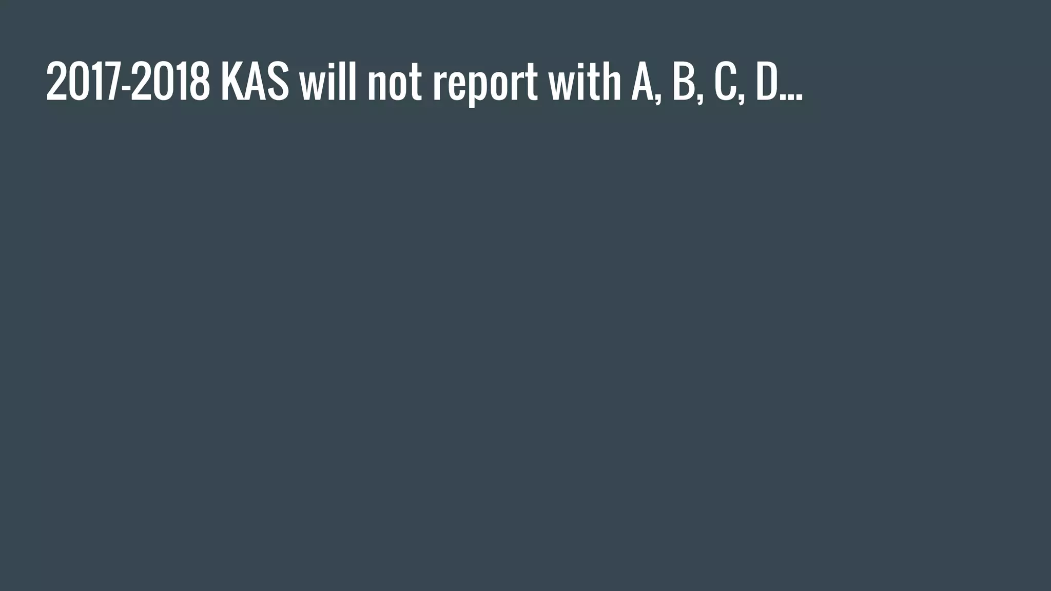 2017-2018 KAS will not report with A, B, C, D...
 