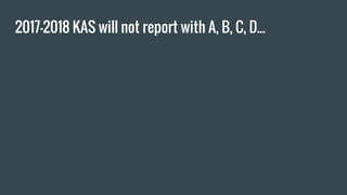2017-2018 KAS will not report with A, B, C, D...
 