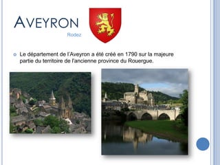 Départements La région est subdivisée en huit départements:AriègeAveyronHaute-GaronneGersLotHautes-PyrénéesTarnTarn-et-Garonne