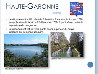 AriègeFoixLe département a été créé à la Révolution française, le 4 mars 1790 en application de la loi du 22 décembre 1789, à partir du Comté de Foix et du Couserans.Cathédrale Saint-Antonin de PamiersChateau de Foix