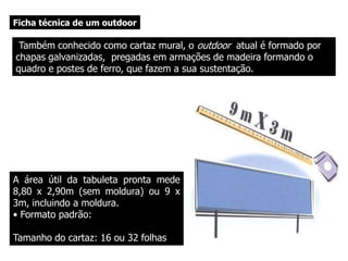  a publicidade a palavra OUTDOOR começou a ser utilizada como uma abreviação da expressão outdoor advertising, ou seja, propaganda ao ar livre