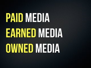 paid media
earned media
owned media
 