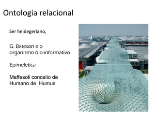   Ontologia relacional Ser heidegeriano,  G. Bateson e o  organismo bio-informativo Epimeletica Maffesoli conceito de Humano de  Humus 