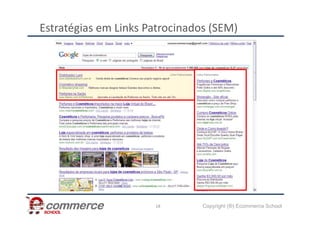 Estratégias em Links Patrocinados (SEM)
Copyright (®) Ecommerce School
18
 