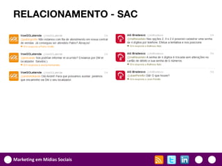 RELACIONAMENTO - SAC




Marketing em Mídias Sociais
 