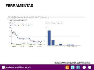 FERRAMENTAS




                              https://www.facebook.com/insights
Marketing em Mídias Sociais
 