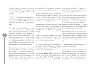 chamada Vitória, para quem afirmou que risco de excluir eleitores que não se identifi-            ta que atualizava o Twitter da senadora, o
      “mulher pode sim” ser presidente, pouco cavam com nenhum dos dois perfis.                         que poderia demonstrar uma falta de per-
      antes de embarcar para Nova York, em 20                                                           sonalidade no perfil de Marina.
      de maio.                                        “É muito gratificante ver que as mulheres
                                                      das novas gerações estão crescendo c/a            No dia 25 de maio, uma seguidora postou
      “Falei p/ a Vitória,a menininha q encontrei no confiança de que podem ocupar os mes-              o seguinte comentário dirigido ao Twitter
      aeroporto c/a família:quem sabe um dia você não mos espaços q os homens” (Postado no dia          da senadora: “Candidata, twitta um pou-
      vira presidente da República?Mulher pode, sim” 20 de maio, no perfil @dilmabr)                    quinho. Deixa a sua assessoria de impren-
      (Postado no dia 20 de maio, no perfil @dilma-                                                     sa descansar pelo menos um minuto”. A
      nabr)                                           “Embarcando,em SP,encontro muito legal c/um       resposta de Marina foi rápida. “A minha
                                                      casal jovem com crianças.A mãe fez questão de     assessoria até que tem descansado; quem
      Ao longo da campanha, Dilma – ou sua me mostrar p/a menina,dizendo:¨mulher também                 não tem conseguido muito sou eu”.
      assessoria de campanha – estabeleceu dois pode” (Postado no dia 20 de maio, no perfil @
      focos para seus comentários no Twitter: dilmabr)                                                  Na semana seguinte, no dia 10 de junho,
      apresentar números e textos positivos so-                                                         Marina lançou um novo perfil no Twitter
120   bre o governo Lula, de quem ela era a can- “Os da dos do Caged são excelentes 266,4 mil e         e fez questão de avisar que a página, ape-
      didata, reforçando assim o vínculo com pe- pregos com carteira assinada. No trimestre 657         nas com informações da campanha, seria
      tistas, militantes e simpatizantes do partido mil. Recorde em cima de recorde...” (Postado no     alimentada pela sua equipe de comunica-
      ou do próprio presidente, e interagir mais dia 15 de abril no perfil @dilmabr)                    ção.
      com o público, especialmente um de seus
      principais focos: o eleitorado feminino.        “Vcs viram? Dez bolsistas do ProUni foram estu-   O perfil anterior passaria então a ser ad-
                                                      dar na Universidade de Salamanca, na Espanha.     ministrado pela própria.
      No microblog ela reforçava o discurso de E ainda tem gente contra o ProUni” (Postado no
      “mulher pode”, já destacado em sua campa- dia 16 de abril, no perfil @dilmabr)                    Estar atento ao potencial de interação de
      nha de rádio e TV, e destacava pontos posi-                                                       uma ferramenta como o Twitter é um dos
      tivos do governo do presidente Luiz Inácio No caso de Marina Silva, o excesso de                  pontos chaves para usá-la de forma cor-
      Lula da Silva. Nesse sentido, ela acertou ao links de entrevistas e informações sobre a           reta. A falta de diálogo e de variação de
      falar diretamente àquele que acreditava ser agenda da candidata do PV dá a impressão              temas pode acabar afastando seguidores
      seu eleitorado em potencial, mesmo com o de que era apenas a assessoria da candida-               que poderiam se transformar em eleitores.
 