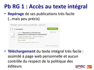 Liste de publications
Repérage de ses publications très facile (…mais
peu précis)
 