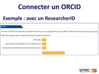 Ajouter des publications (y
compris jeux de données et
logiciels)
• Depuis My Bibliography
de l’espace MyNCBI :
manuellement ou par
recherche PubMed
• Depuis un profil ORCID
NB pas dynamique, pas de mise à
jour automatique
Exemple : SciENcv
 