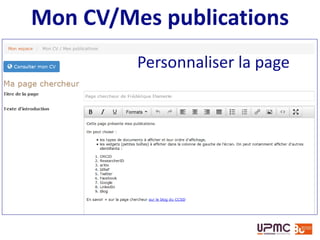 Connecter un ORCID
DOI
ISBN
D’après : Brown J. ORCID iDs: connecting researchers to their research data. 28 octobre 2014.
Disponible sur : < http://library2.epfl.ch/conf/opendata > (consulté le 17 décembre 2014). CC BY-SA 4.0 Licence
• L’ID devient une partie de
l’article
• L’auteur peut pré-remplir
des champs : nom préféré,
affiliation, financement
• Lors de la publication, l’ID
est indexé par CrossRef,
Scopus, Web of Science, et
d’autres services
• L’information va à ORCID et
aux plateformes liées
Demande de l’ORCID au moment de la
soumission
 