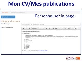 Personnaliser la page
Mon CV/Mes publications
 
