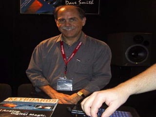 History
• By the end of the 1970s, devices from different
manufacturers were generally incompatible with each
other. At the control level, they had their own specific laws
for defining voltage to pitch conversions
• Dave Smith proposed a digital standard for musical
instruments at the Audio Engineering Society show in New
York
• The MIDI Specification 1.0 was established in August 1983
• The MIDI specification has been re‐released many times
since, listing new features
• In 1990, the International MIDI Association changed its
name to the MIDI Manufacturers Association, MMA

 
