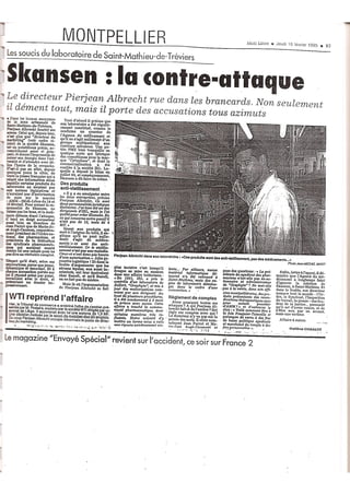 Article du Midi libre 16 Février 1995 Skansen: la contre attaque