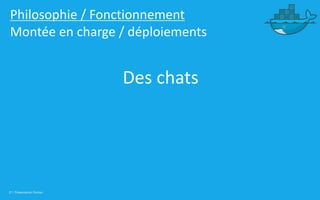 21 | Présentation Docker
Philosophie / Fonctionnement
Montée en charge / déploiements
Des chats
 