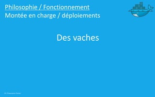 25 | Présentation Docker
Philosophie / Fonctionnement
Montée en charge / déploiements
Des vaches
 