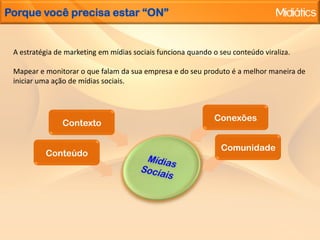 TwitterFundado em março de 2006, esta rede social é o maior e mais importante microblog do mundo. Popular entre os grandes usuários de tecnologia, na qual atualizações frequentes são postadas principalmente através de celular. É muito utilizado para compartilhar informações em tempo real por meio de troca pública de mensagens com até 140 caracteres.Faz muito tempo que as redes sociais deixaram de ser brincadeira de adolescente. Muitas empresas estão adotando o Twitter nas suas estratégias de comunicação por se tratar da forma rápida de espalhar um conteúdo na web e também para criar um canal comunicação direta com o consumidor, para tirar dúvidas e auxiliá-los na solução de problemas.Alguns números de 2010: Em agosto o Brasil registrou mais de 14 milhões de usuários do Twitter