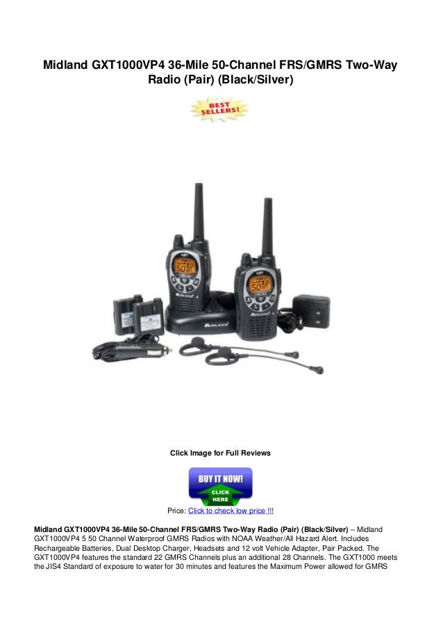 Midland gxt1000 vp4_36mile_50channel_frsgmrs_twoway_radio_pair_bla…