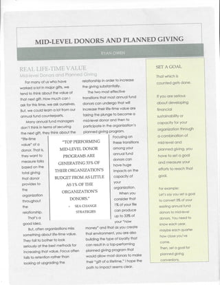 Mid level donors and planned giving