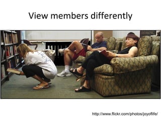 View members differently

http://www.flickr.com/photos/joyoflife/

 