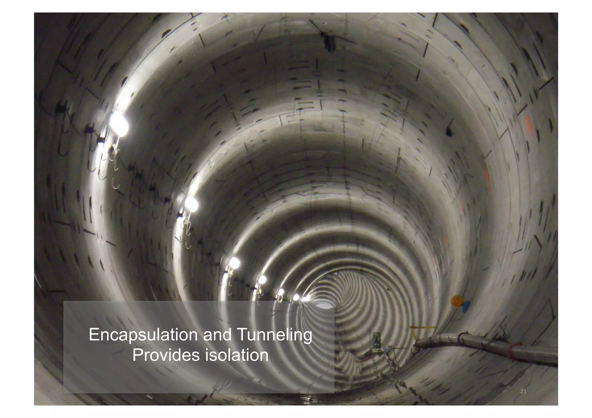 21 
Encapsulation and Tunneling 
Provides isolation 
 